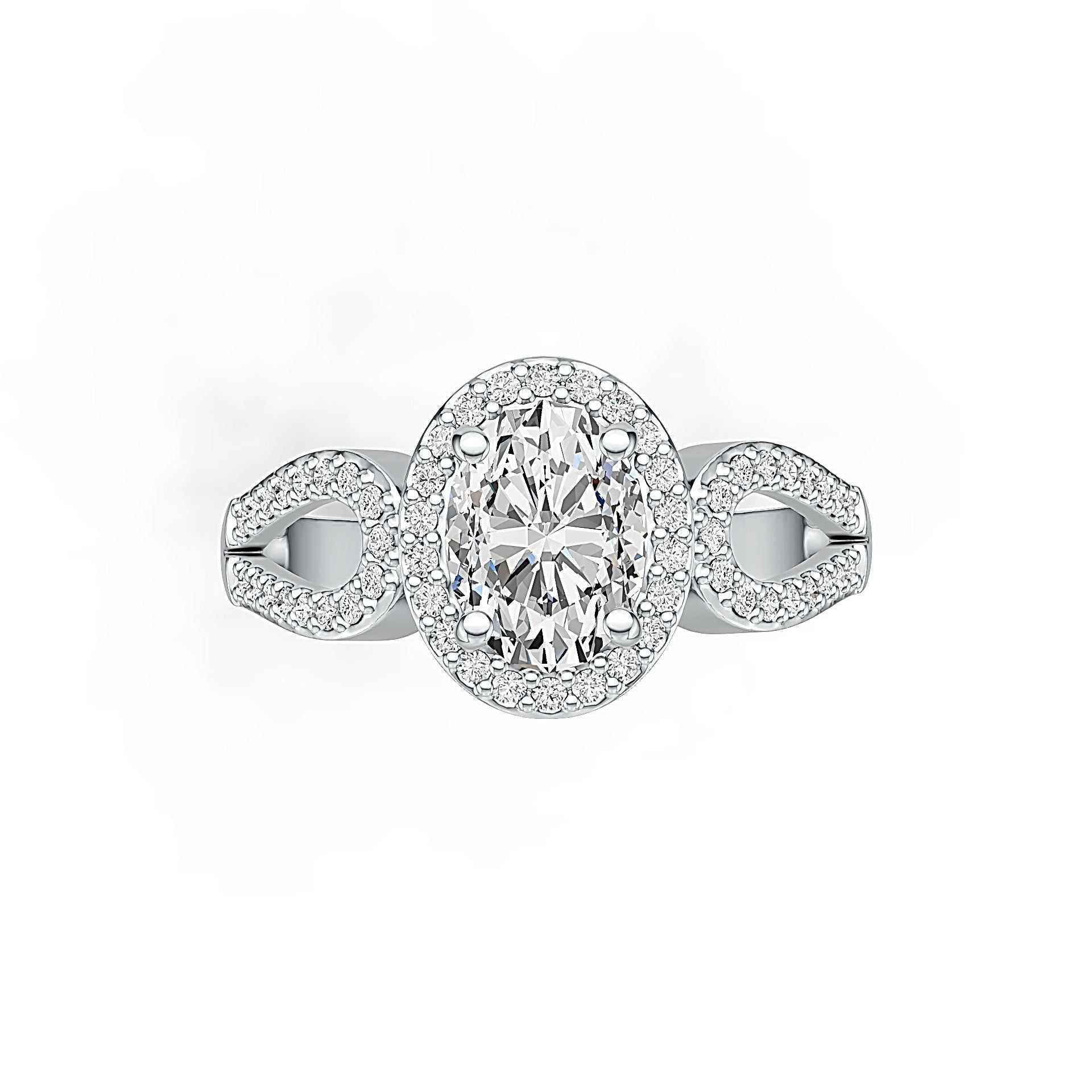 Sterling Silver Semi Mount Ring Setting Oval OV 8X6mm Halo Split Shank DHJ