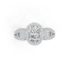 Sterling Silver Semi Mount Ring Setting Oval OV 8X6mm Halo Split Shank DHJ