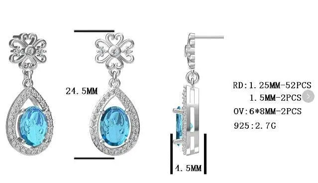 14K Gold Semi Mount Earrings Setting Oval OV 8X6mm Diamond Accent DHJ