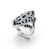 Platinum Cocktail Ring with or Moissanite Art Deco Diamond Accent DHJ