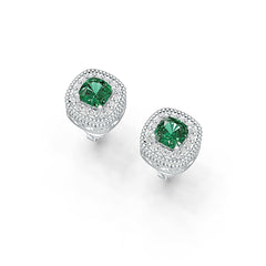 10K Gold Semi Mount Earrings Setting Cushion CU 5X5mm with White Topaz Moissanite Accent DHJ