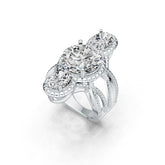 18K Gold Semi Mount Ring Setting Round RD 12x12mm OV 8x6mm DHJ