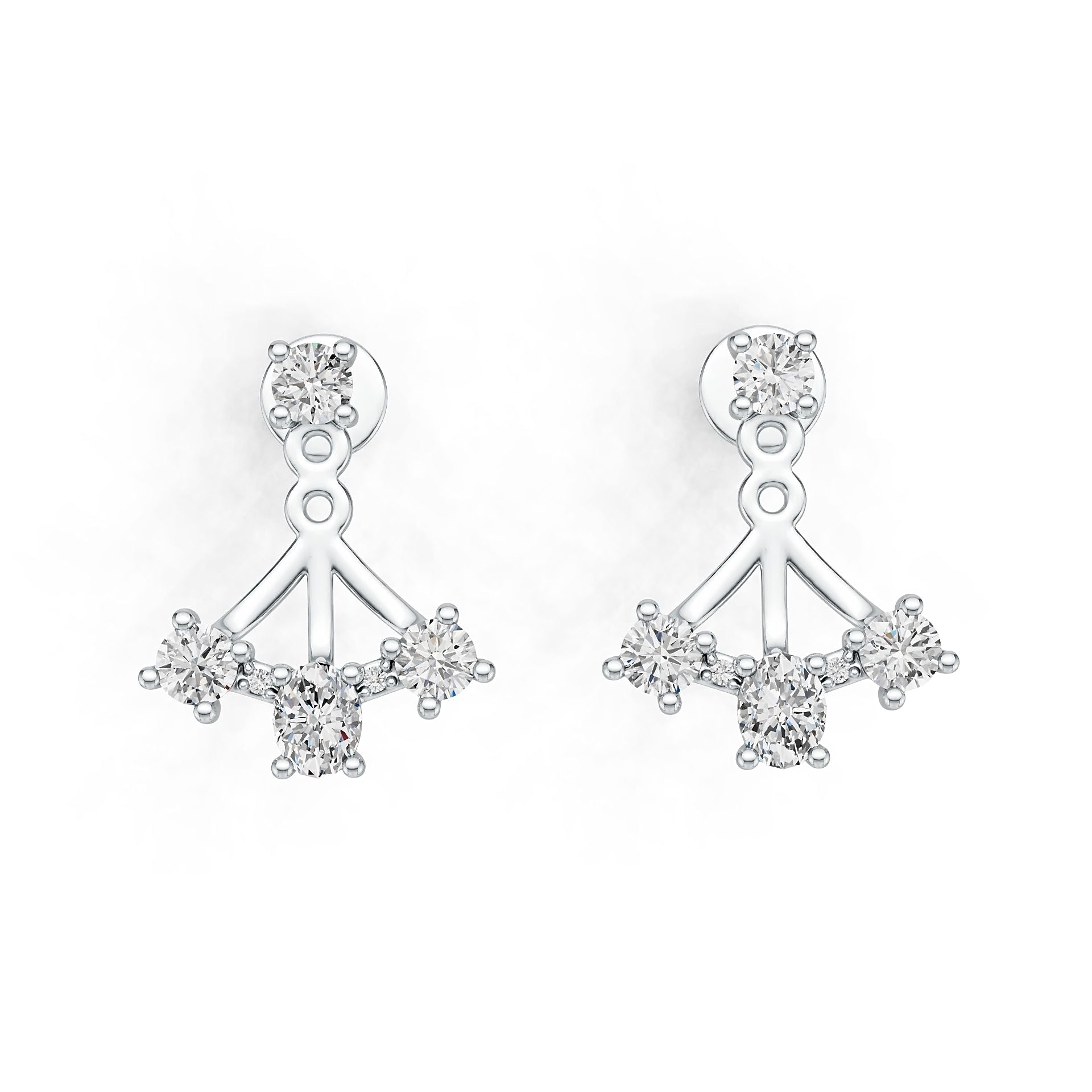 Sterling Silver Ear Jacket Earrings with White Topaz or Moissanite DHJ