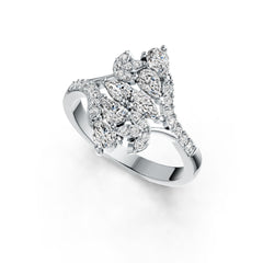 Platinum Semi Mount Ring Setting Pear PE 5X3mm Diamond Accent DHJ