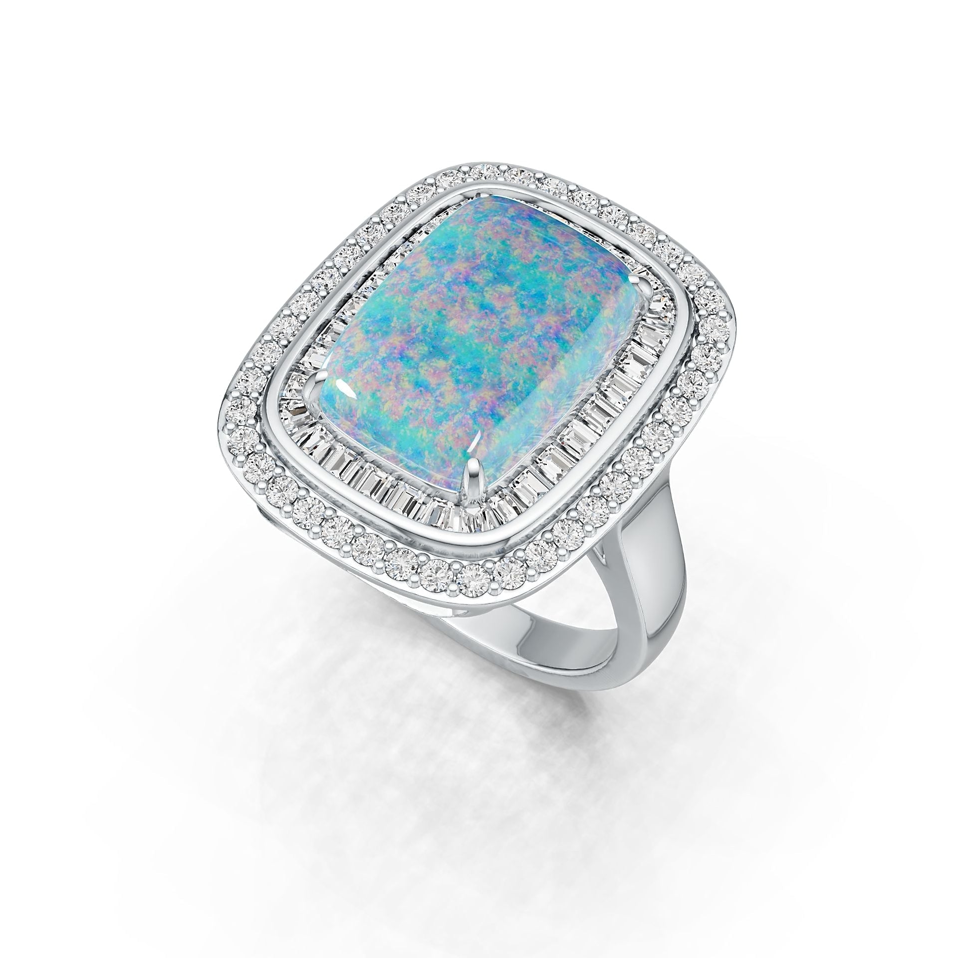 Platinum Semi Mount Ring Setting Cushion CU 14X10mm Cabochon Diamond Accent DHJ