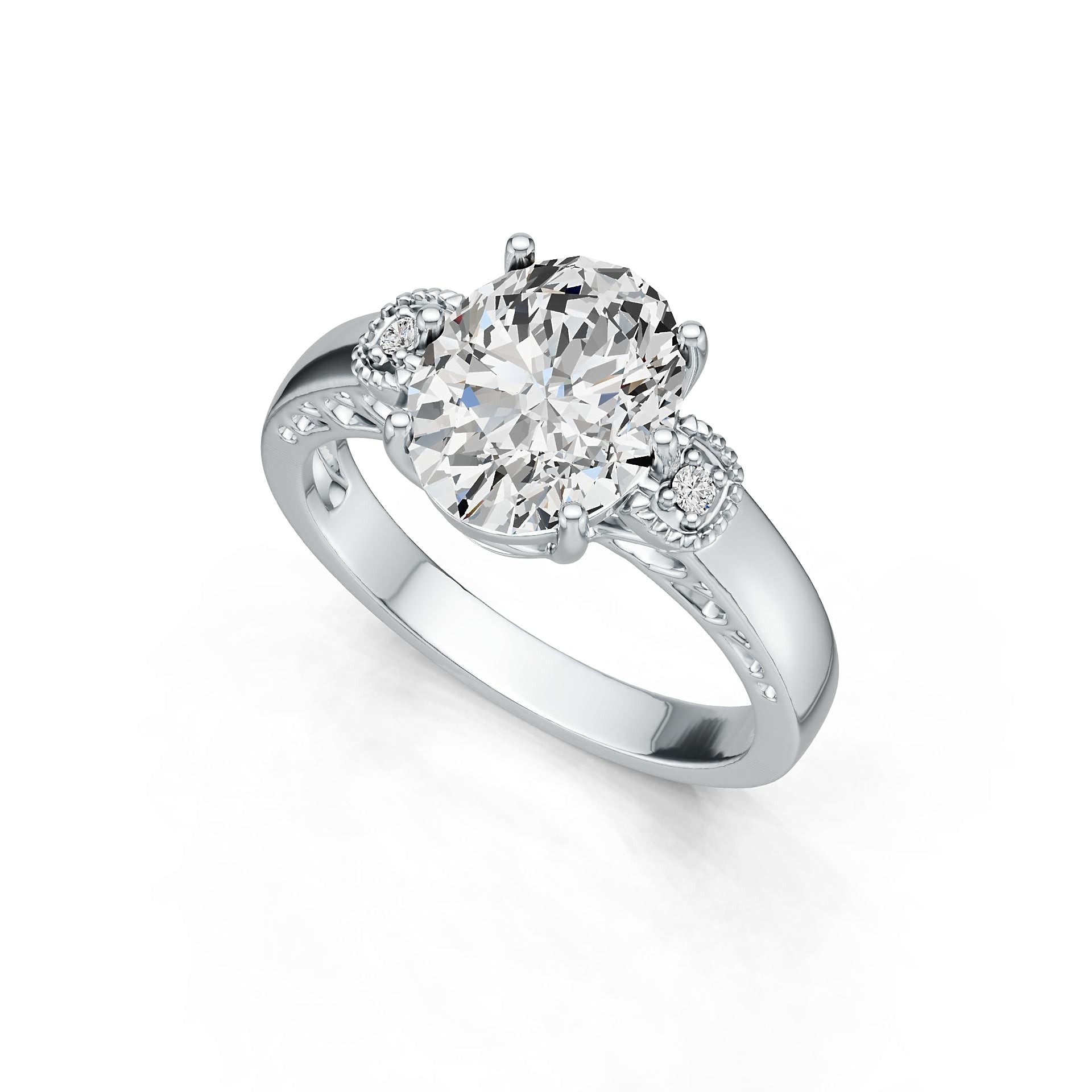 14K Gold Semi Mount Ring Setting Oval OV 10X8mm Diamond Accent DHJ