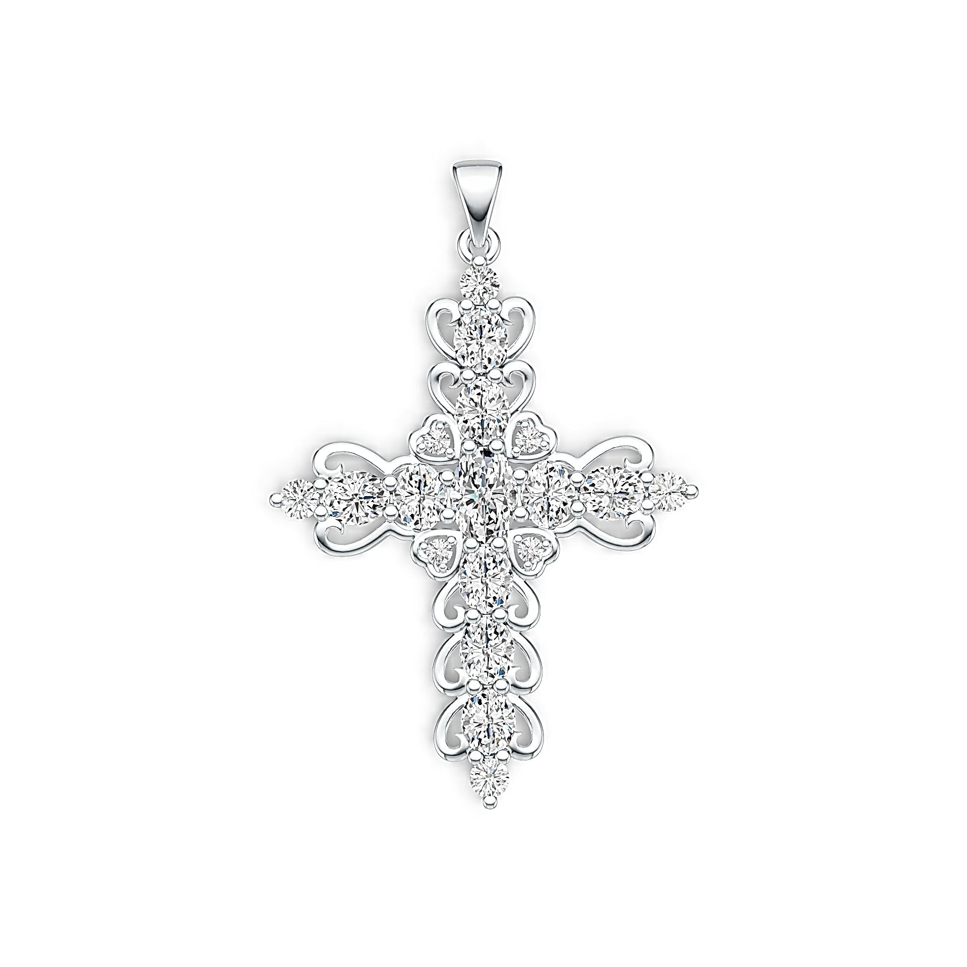 Platinum Semi Mount Pendant Setting Oval OV 7X5mm Diamond Accent DHJ