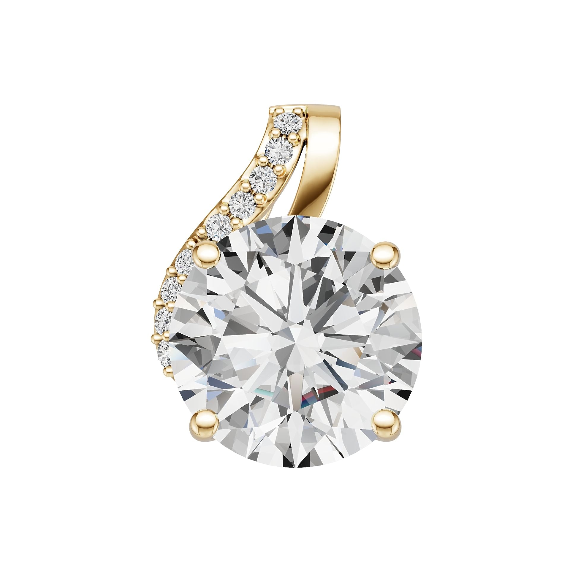 18K Gold Semi Mount Pendant Setting Round Ro 11x11mm Diamond Accent Syz Jewelry