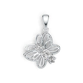 Sterling Silver Semi Mount Pendant Setting Marquise MQ 8X4mm RD 4X4mm Butterfly Theme DHJ