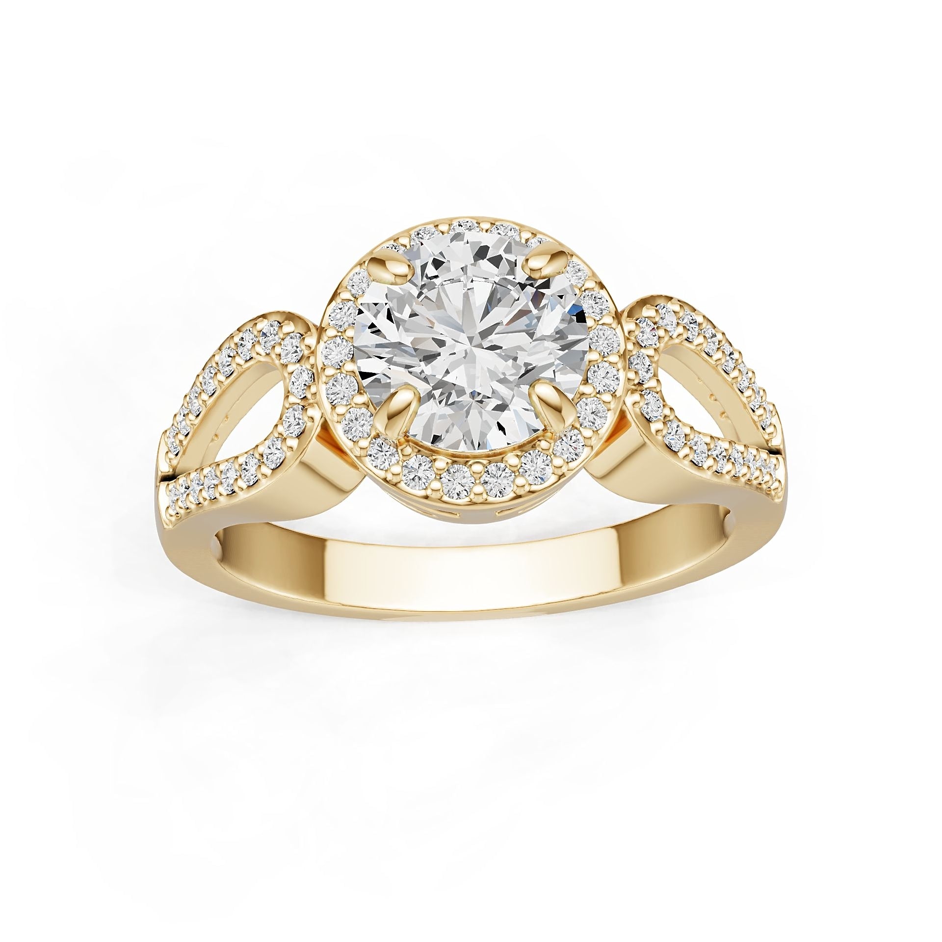 18K Gold Semi Mount Ring Setting Round Ro 6x6mm Diamond Accent Syz Jewelry