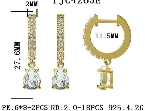 10K Gold Semi Mount Earrings Setting Pear PE 8X6mm Clip-on Earrings Moissanite Accent DHJ