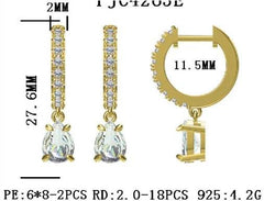 10K Gold Semi Mount Earrings Setting Pear PE 8X6mm Clip-on Earrings Moissanite Accent DHJ