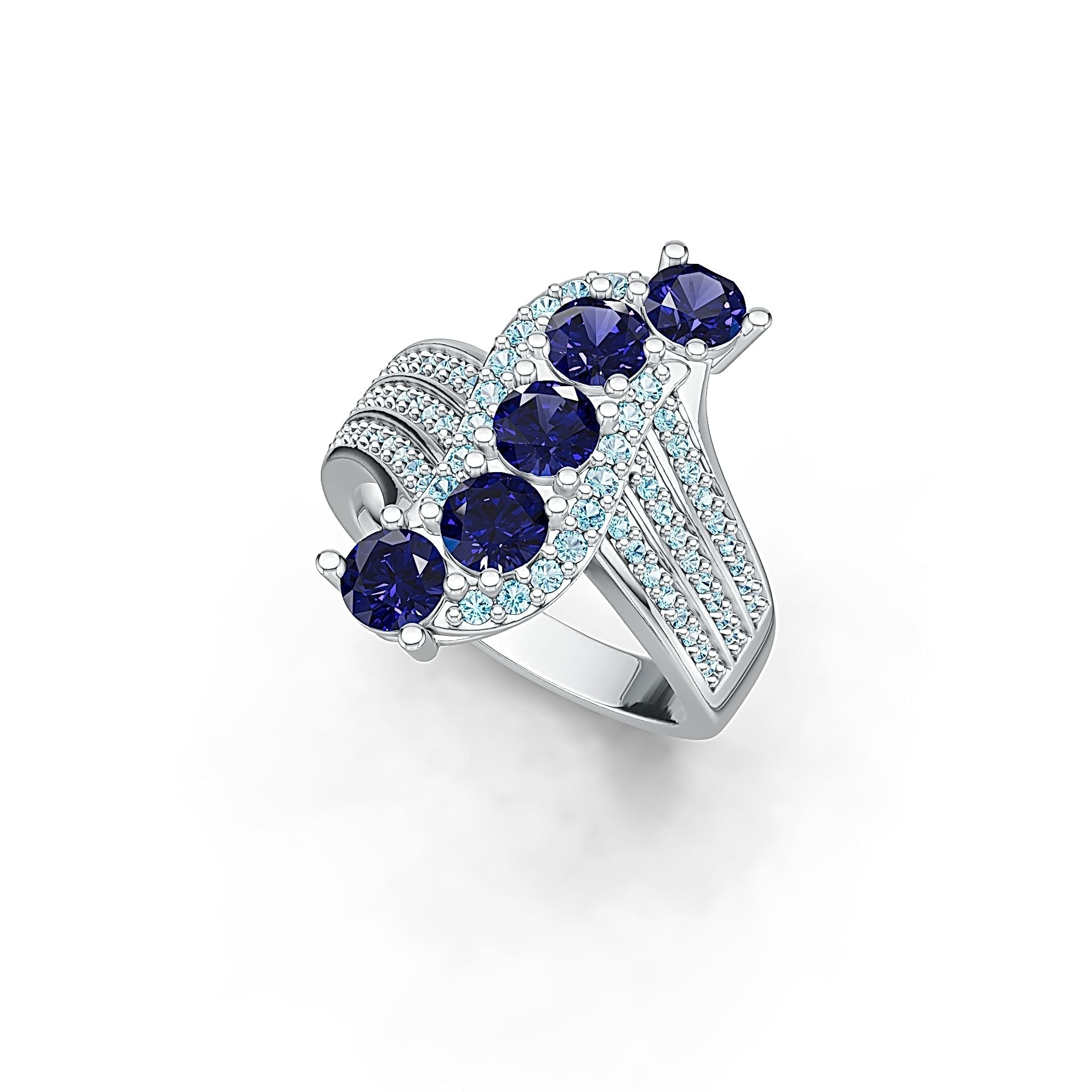 18K Gold Semi Mount Ring Setting Round RD 4.5x4.5mm with White Topaz Diamond Accent DHJ