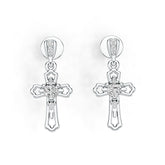 Sterling Silver Semi Mount Earrings Setting Heart HT 3x3mm Cross Theme Syzjewelry