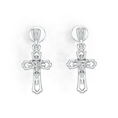 Sterling Silver Semi Mount Earrings Setting Heart HT 3x3mm Cross Theme Syzjewelry