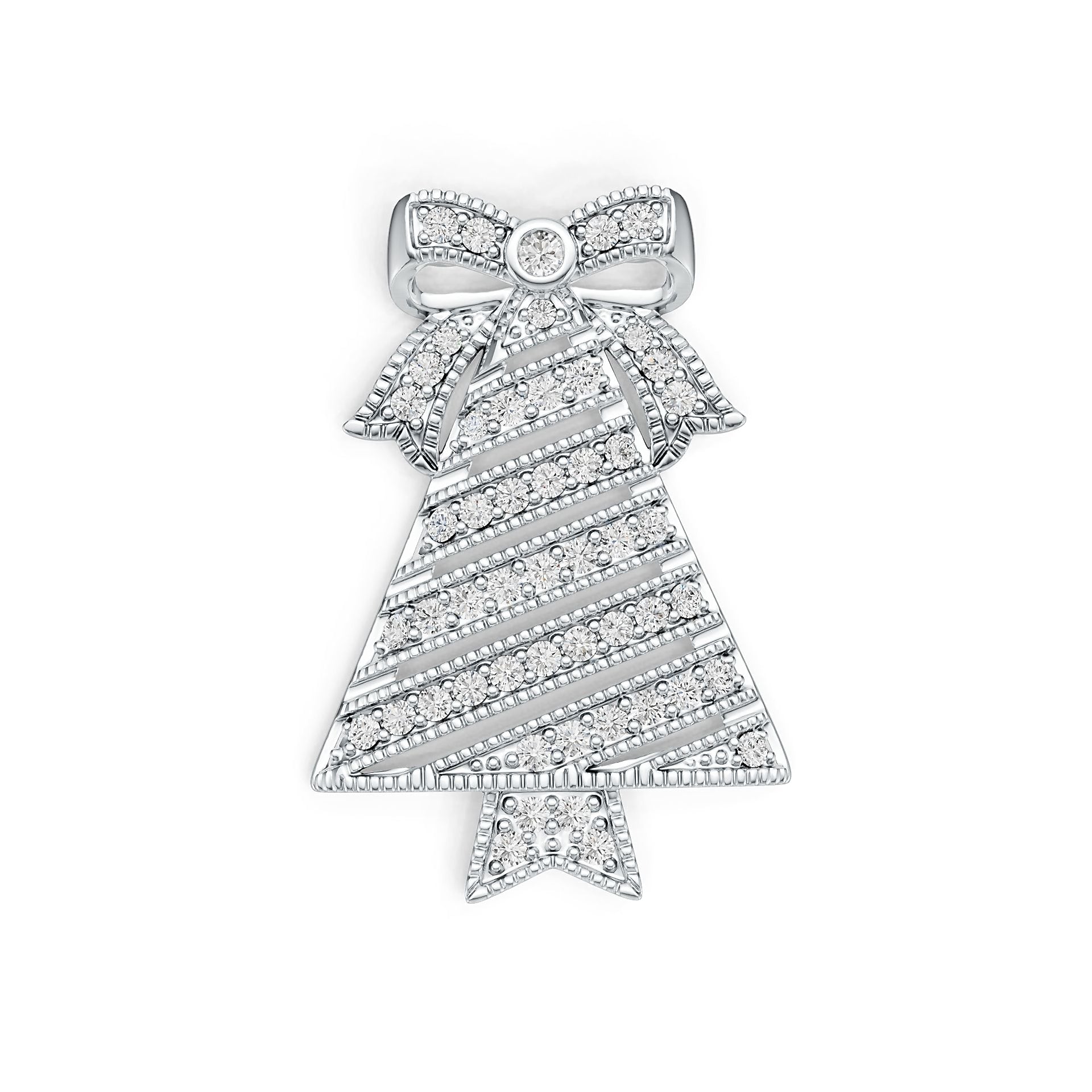 Sterling Silver Pendant with White Topaz or Moissanite Christmas Tree Theme DHJ