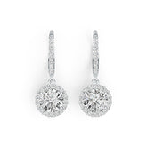 Sterling Silver Semi Mount Earrings Setting Round RD 8x8mm Halo Drop Earrings DHJ