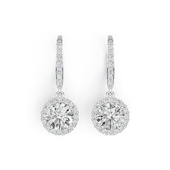 Sterling Silver Semi Mount Earrings Setting Round RD 8x8mm Halo Drop Earrings DHJ