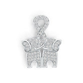 14K Gold Pendant Elephant Theme with White Topaz or Moissanite Diamond Accent DHJ