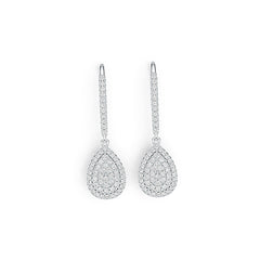 Sterling Silver Dangling Earrings with White Topaz or Moissanite