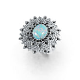 14K Gold Semi Mount Ring Setting Oval OV 10X8mm Cabochon Diamond Accent DHJ