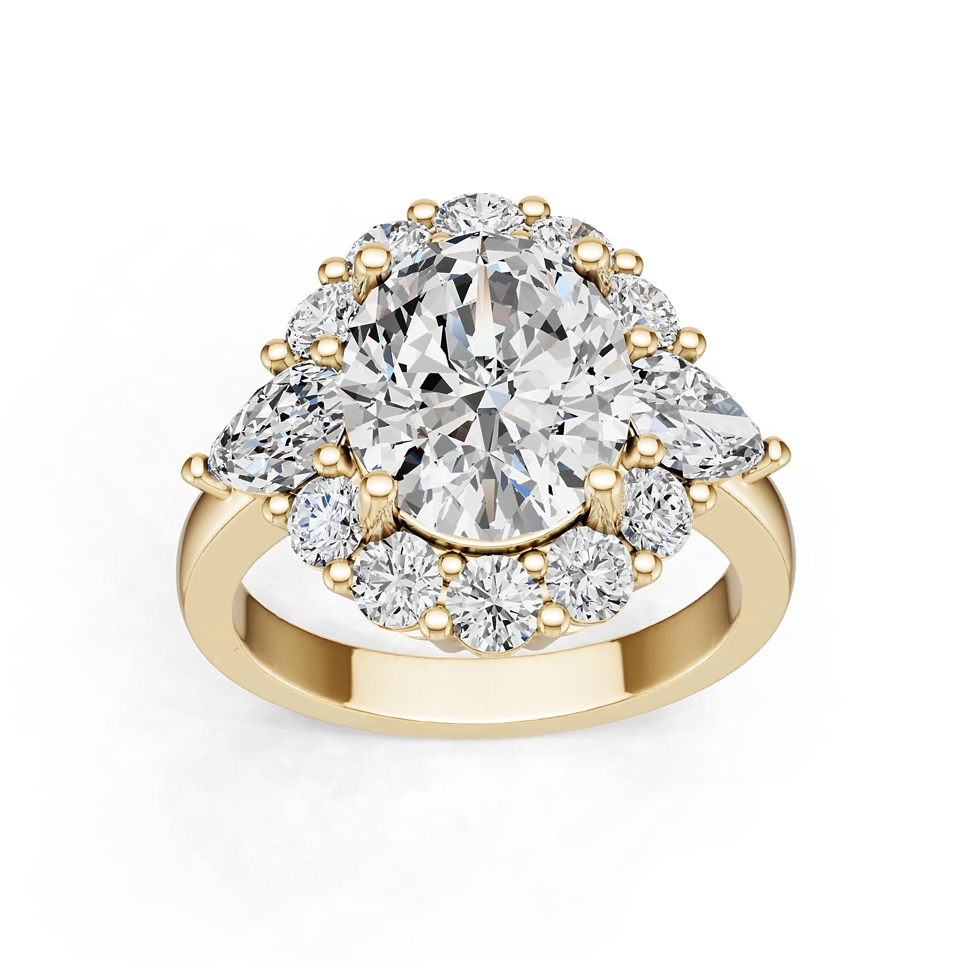 10K Gold Semi Mount Ring Setting Oval Ov 5x9mm Moissanite Accent Syz Jewelry