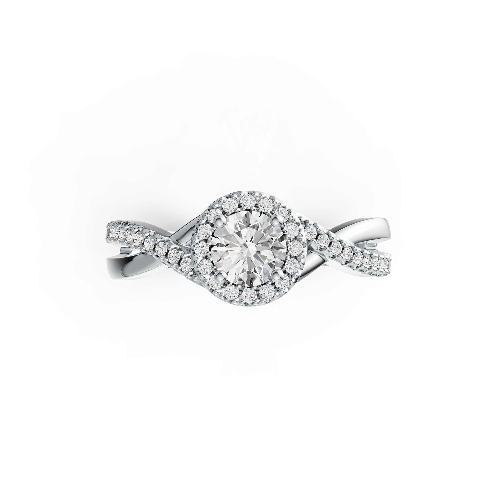 Sterling Silver Semi Mount Ring Setting Round RD 5x5mm with White Topaz Halo Twist Band DHJ