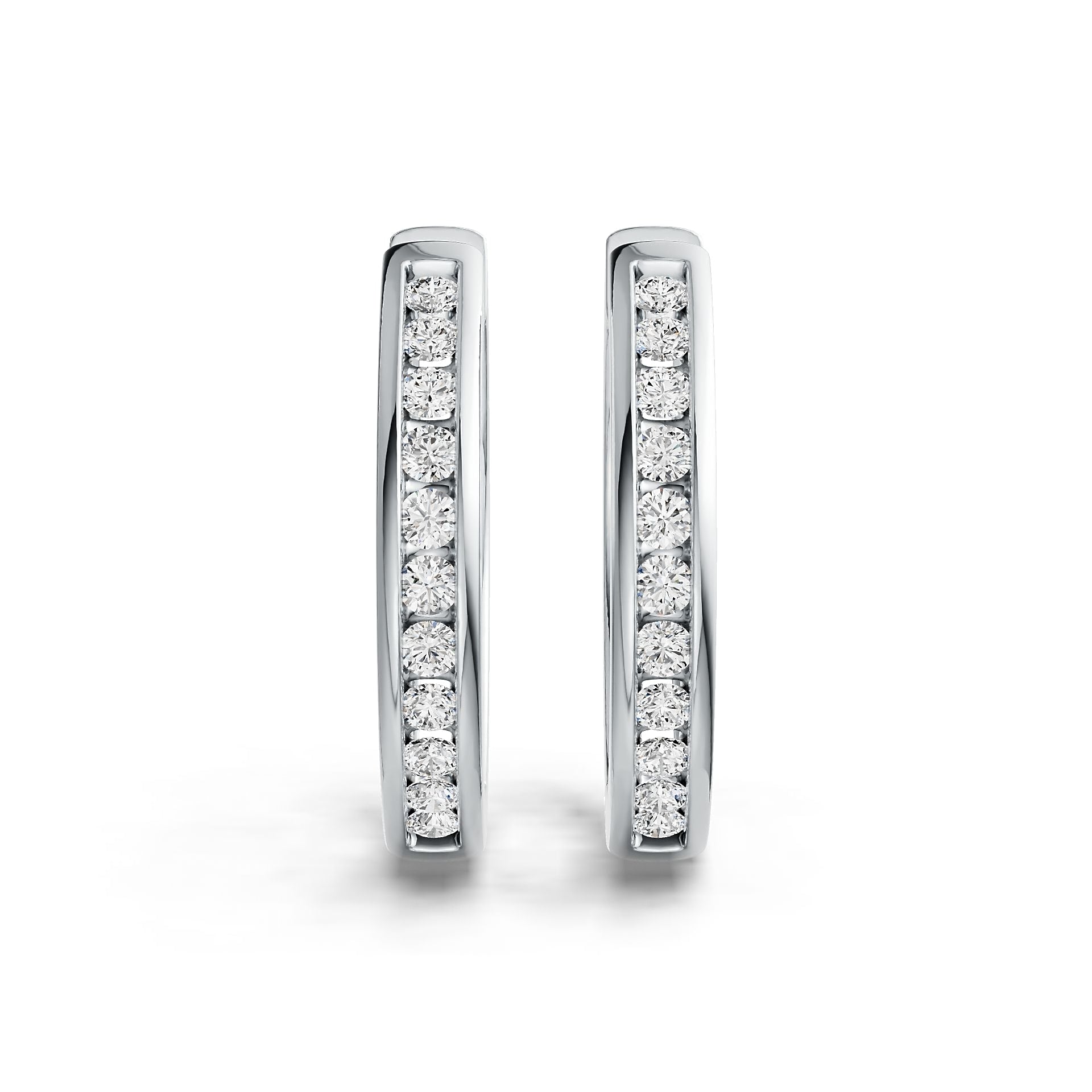 Sterling Silver Hoop Earrings with White Topaz or Moissanite Channel Set DHJ