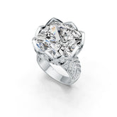 14K Gold Semi Mount Ring Setting Cushion CU 18X18mm Flower Theme Diamond Accent DHJ