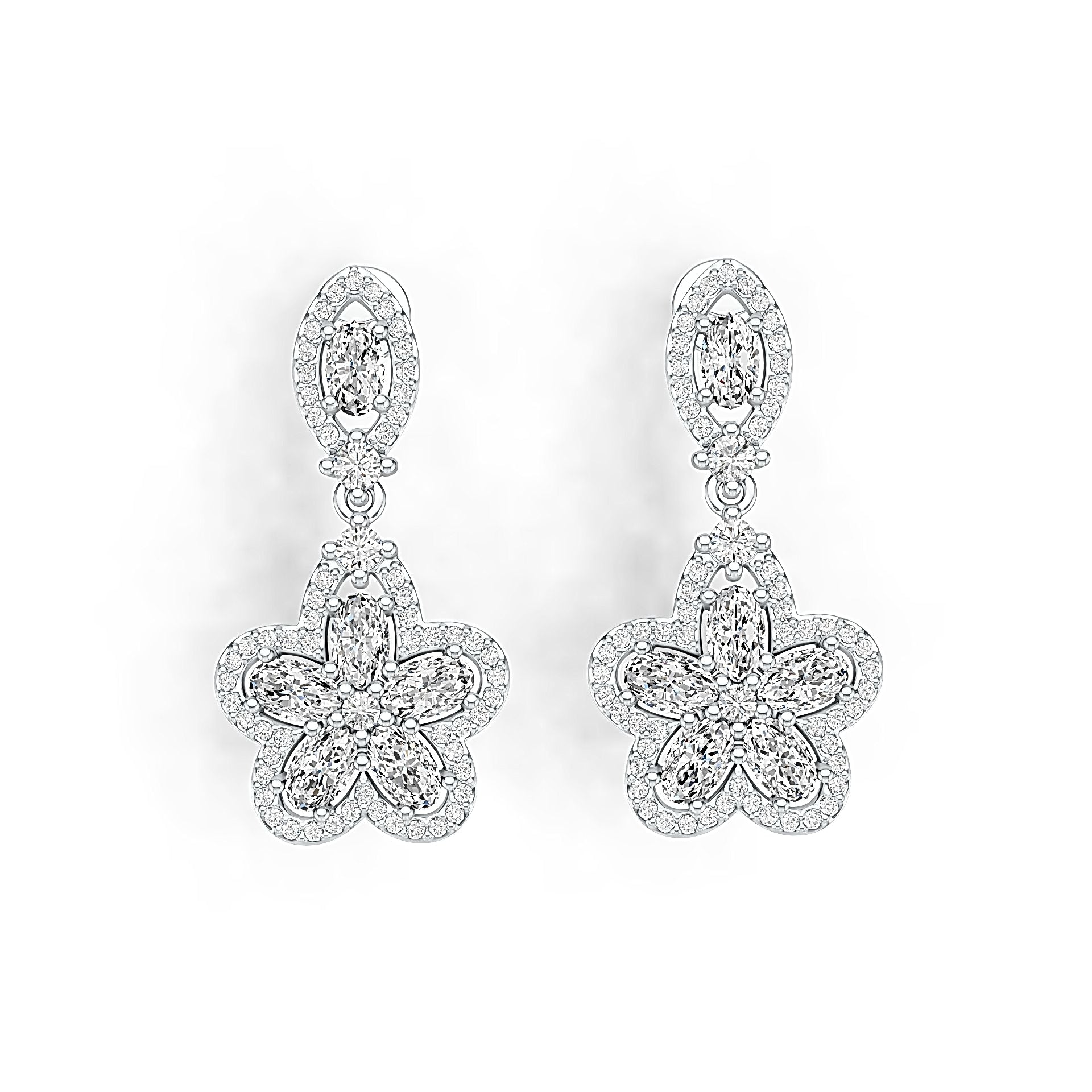 Sterling Silver Semi Mount Earrings Setting Oval OV 5X3mm with White Topaz Syzjewelry