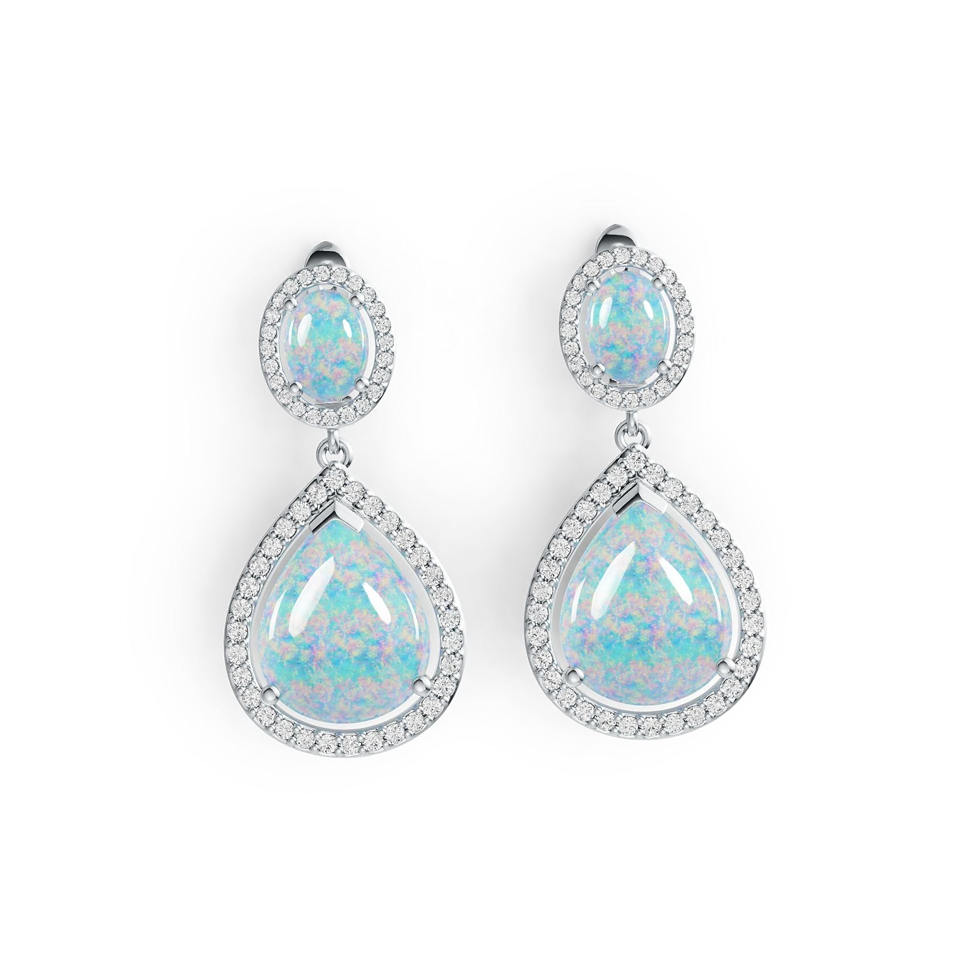 Sterling Silver Semi Mount Earrings Setting Pear PE 15X12mm OV 8X6mm Cabochon - Syzjewelry