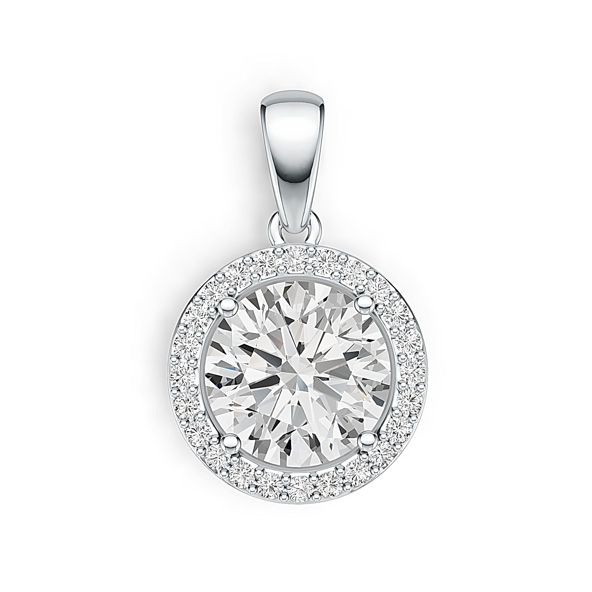 Sterling Silver Semi Mount Pendant Setting Round RD 13X13mm Halo White Topaz Syzjewelry