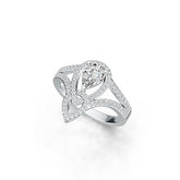 Platinum Semi Mount Ring Setting Pear PE 8X6mm Diamond Accent DHJ