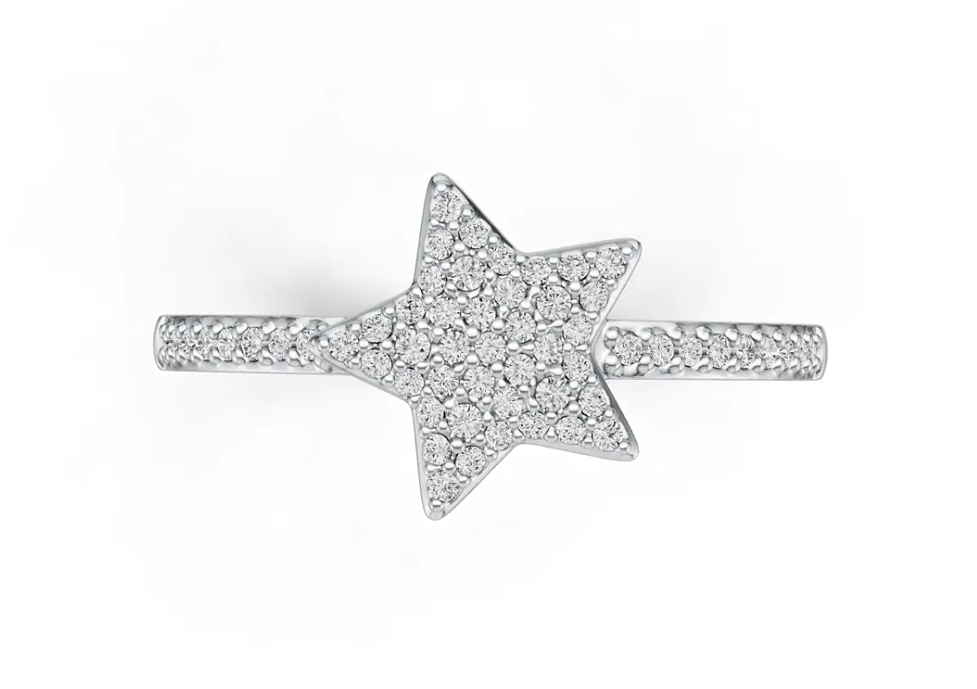 Sterling Silver Ring Star Theme with White Topaz or Moissanite DHJ