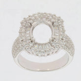 14K Gold Semi Mount Ring Setting Oval OV 10X8mm Diamond Accent DHJ