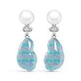 Sterling Silver Semi Mount Earrings Setting Round RD 9x9mm Pearl DHJ