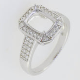 10K Gold Semi Mount Ring Setting Cushion CU9x7mm Halo W/ Moissanite Accent Syzjewelry