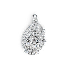 Platinum Semi Mount Pendant Setting Pear PE 12X8mm MQ 6X3mm Diamond Accent DHJ