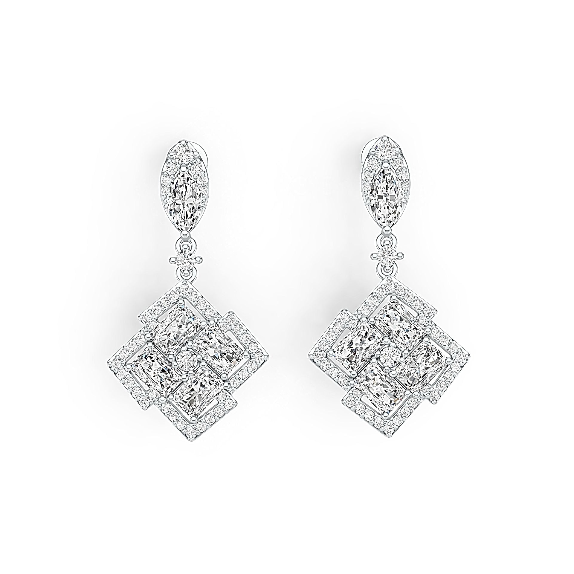 Sterling Silver Semi Mount Earrings Setting Emerald OCT 6X4mm MQ 8X4mm Syzjewelry