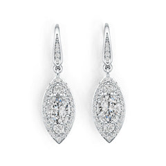 Sterling Silver Semi Mount Earrings Setting Oval OV 7X5mm with White Topaz DHJ