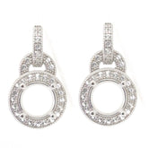 Platinum Semi Mount Earrings Setting Round RD 6x6mm Halo Drop Diamond Accent Syzjewelry