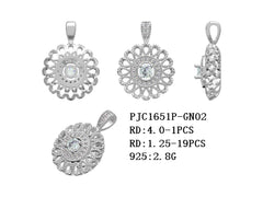 Platinum Semi Mount Pendant Setting Round RD 4x4mm Diamond Accent DHJ