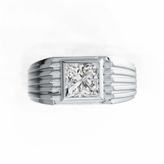 Sterling Silver Men's Semi Mount Ring Setting Princess Cut SQ 6.5x6.5 Bezel DHJ