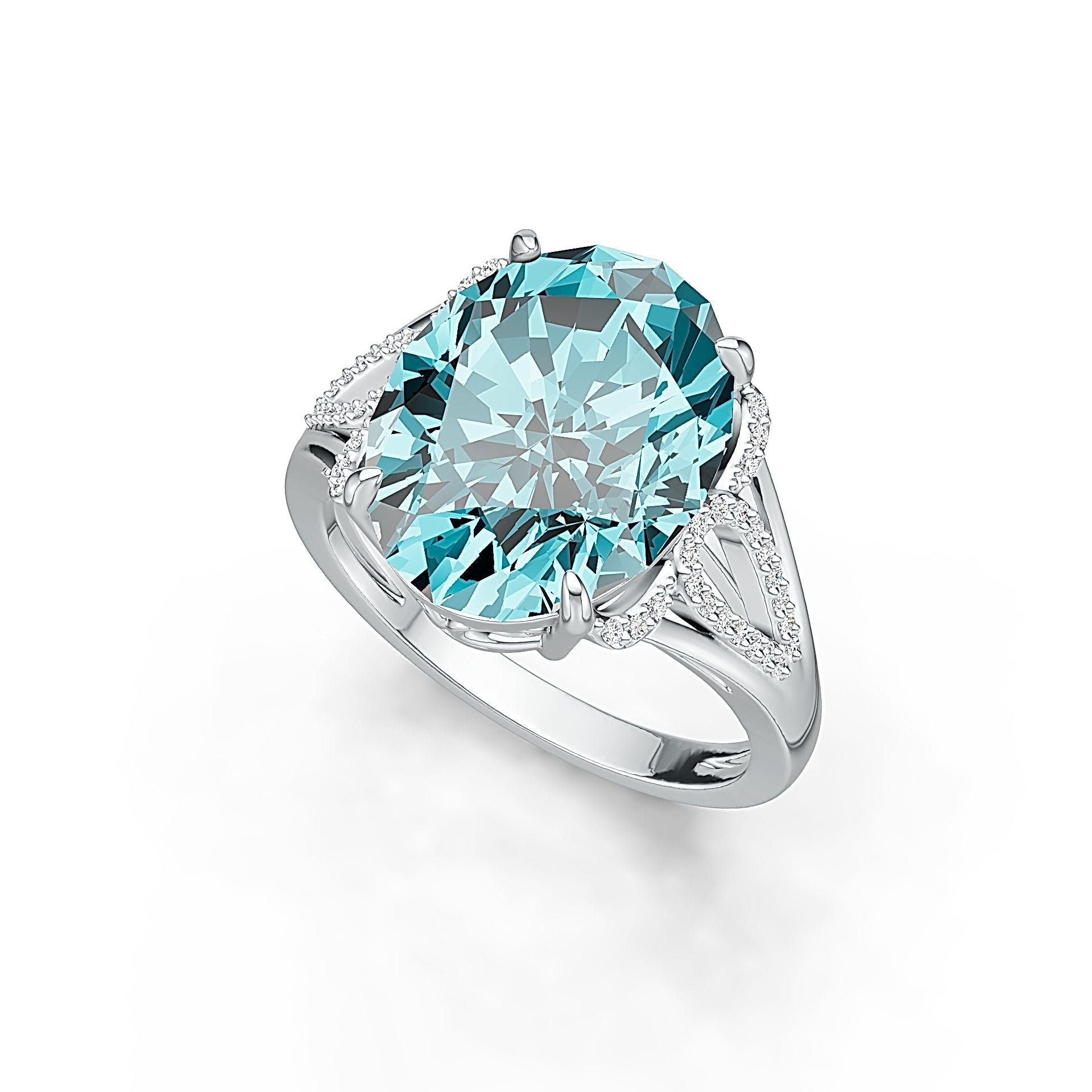 14K Gold Semi Mount Ring Setting Oval OV 16X12mm Solitaire Diamond Accent DHJ