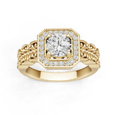 10K Gold Semi Mount Ring Setting Round Ro 6x6mm Moissanite Accent Syz Jewelry