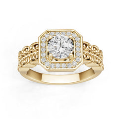 10K Gold Semi Mount Ring Setting Round Ro 6x6mm Moissanite Accent Syz Jewelry
