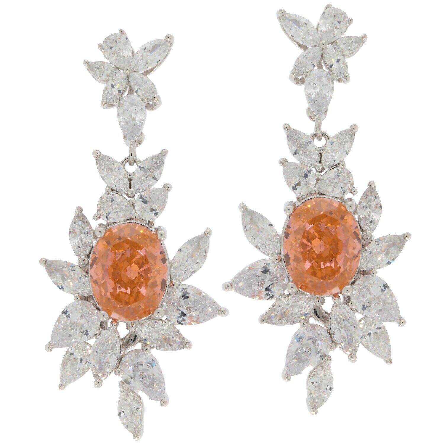 18K Gold Semi Mount Earrings Setting Oval OV 10X8 PE 6x4mm WhiteTopaz Diamond Accent Syzjewelry