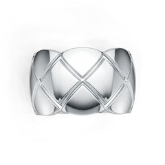 Sterling Silver Band Ring 13mm Wide with Pattern DHJ