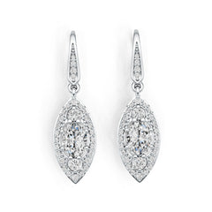 Platinum Semi Mount Earrings Setting Oval OV 7X5mm with Diamond Accent DHJ