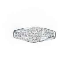 Sterling Silver Ring with White Topaz or Moissanite Halo Split Shank DHJ